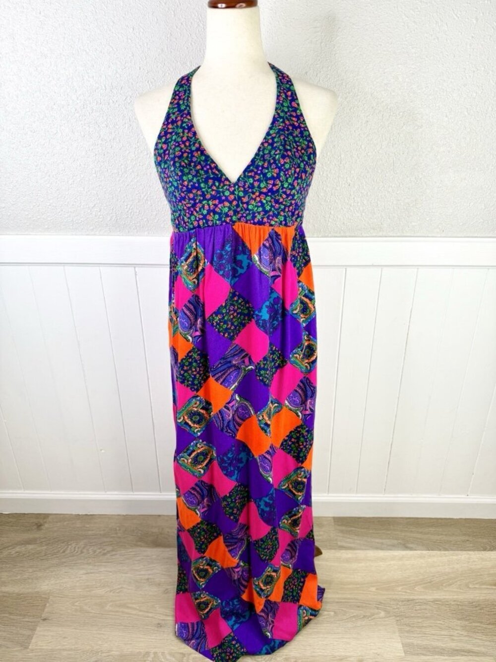 Vintage 60s 70's High Tide Maxi Dress High Tide Psychedelic Hippie Retro Size XS